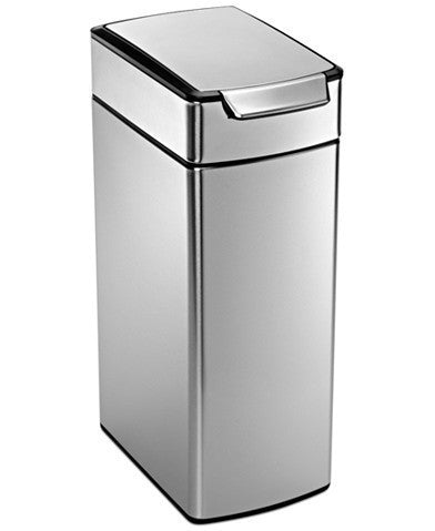 SIMPLEHUMAN BRUSHED STAINLESS STEEL 40 LITER FINGERPRINT PROOF SLIM TOUCH BAR TRASH CAN