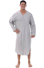 DEL ROSSA MENS COTTON NIGHTSHIRT, LONG LIGHTWEIGHT WOVEN KAFTAN, MEDIUM GREY STRIPED (A0699R61MD)