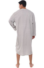 DEL ROSSA MENS COTTON NIGHTSHIRT, LONG LIGHTWEIGHT WOVEN KAFTAN, MEDIUM GREY STRIPED (A0699R61MD)