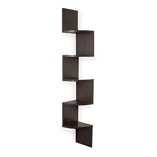 DANYA B. LARGE CORNER WALL MOUNT SHELF - WALNUT