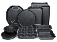 ChefLand 10-Piece Non-Stick Bakeware Set, Oven Crisper, Pizza Tray, Roasting, Loaf, Muffin, Square, 2 Round Cake Baking Pans, Large and Medium Nonstick Cookie Sheet Bake Ware for Home Kitchen Use