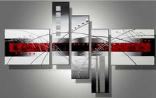 WIECO ART - EXTRA LARGE SIZE 5 PIECE "PERFECT WHITE LINES" MODERN STRETCHED AND FRAMED ARTWORK 100% HAND-PAINTED ABSTRACT OIL PAINTINGS ON CANVAS WALL ART 5PCS/SET