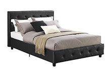 DHP PLATFORM BED, DAKOTA FAUX LEATHER TUFTED UPHOLSTERED PLATFORM BED - INCLUDES TUFTED UPHOLSTERED HEADBOARD AND SIDE RAILS, QUEEN PLATFORM BED - BLACK