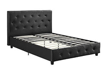 DHP PLATFORM BED, DAKOTA FAUX LEATHER TUFTED UPHOLSTERED PLATFORM BED - INCLUDES TUFTED UPHOLSTERED HEADBOARD AND SIDE RAILS, QUEEN PLATFORM BED - BLACK