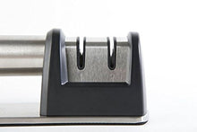 PriorityChef Knife Sharpener for Straight and Serrated Knives, 2 Stage Diamond Coated Sharpening Wheel System, Black