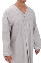 DEL ROSSA MENS COTTON NIGHTSHIRT, LONG LIGHTWEIGHT WOVEN KAFTAN, MEDIUM GREY STRIPED (A0699R61MD)