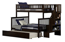 WOODLAND STAIRCASE BUNK BED WITH URBAN TRUNDLE, ANTIQUE WALNUT, TWIN OVER FULL