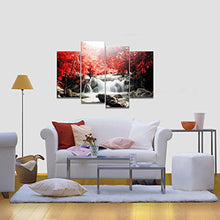 CANVAS WALL ART 4-PIECE RED WOODS WATERFALL CANVAS PRINT PAINTINGS FOR WALL AND HOME DÉCOR