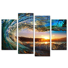 CAO GEN DECOR ART-S70438 4 PANELS FRAMED WALL ART WAVES PAINTING ON CANVAS