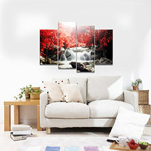 CANVAS WALL ART 4-PIECE RED WOODS WATERFALL CANVAS PRINT PAINTINGS FOR WALL AND HOME DÉCOR