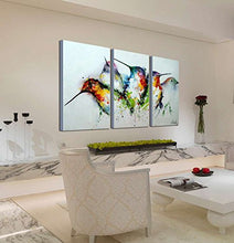 ARTLAND MODERN 100% HAND PAINTED FRAMED WALL ART "COLORFUL BIRDS" 3-PIECE ANIMAL OIL PAINTING ON CANVAS FOR LIVING ROOM ARTWORK FOR WALL DECOR HOME DECORATION 28X42 INCHES
