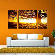 BPAGO Landscape Big Tree in Sunset Canvas Paintings Framed Modern Abstract Paintings Giclee Canvas Paintings Home Decorations Wall Art(12"x24"x2pcs+24"x24"x1pc)