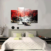 CANVAS WALL ART 4-PIECE RED WOODS WATERFALL CANVAS PRINT PAINTINGS FOR WALL AND HOME DÉCOR