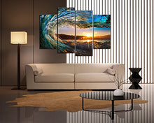 CAO GEN DECOR ART-S70438 4 PANELS FRAMED WALL ART WAVES PAINTING ON CANVAS