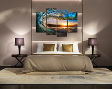 CAO GEN DECOR ART-S70438 4 PANELS FRAMED WALL ART WAVES PAINTING ON CANVAS