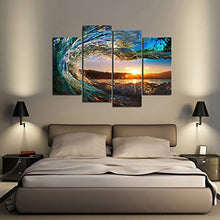 CAO GEN DECOR ART-S70438 4 PANELS FRAMED WALL ART WAVES PAINTING ON CANVAS