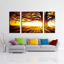 BPAGO Landscape Big Tree in Sunset Canvas Paintings Framed Modern Abstract Paintings Giclee Canvas Paintings Home Decorations Wall Art(12"x24"x2pcs+24"x24"x1pc)