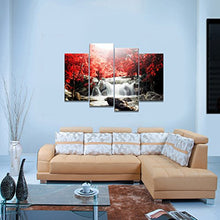 CANVAS WALL ART 4-PIECE RED WOODS WATERFALL CANVAS PRINT PAINTINGS FOR WALL AND HOME DÉCOR
