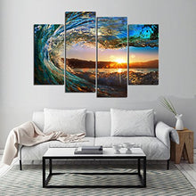 CAO GEN DECOR ART-S70438 4 PANELS FRAMED WALL ART WAVES PAINTING ON CANVAS