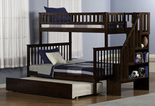 WOODLAND STAIRCASE BUNK BED WITH URBAN TRUNDLE, ANTIQUE WALNUT, TWIN OVER FULL